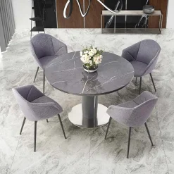 Garnero Arredamenti Tavoli Da Pranzo|Tavoli Allungabili-Tavolo allungabile moderno 120/160cm marmo grigio Donald