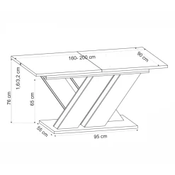 Garnero Arredamenti Tavoli In Legno|Tavoli Da Pranzo-Tavolo allungabile moderno 160/200cm rovere nero Wolly