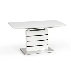 Garnero Arredamenti Tavoli Da Pranzo|Tavoli Allungabili-Tavolo allungabile moderno 140/180cm bianco nero acciaio Sequoia