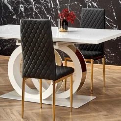 Garnero Arredamenti Tavoli Laccati|Tavoli Da Pranzo-Tavolo allungabile moderno 160/200cm bianco oro Malvasia