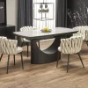 Garnero Arredamenti Tavoli Laccati|Tavoli Da Pranzo-Tavolo allungabile moderno 160/220cm marmo bianco nero Isaia