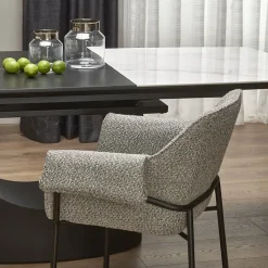 Garnero Arredamenti Tavoli Laccati|Tavoli Da Pranzo-Tavolo allungabile moderno 160/220cm marmo bianco nero Isaia