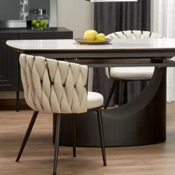 Garnero Arredamenti Tavoli Laccati|Tavoli Da Pranzo-Tavolo allungabile moderno 160/220cm marmo bianco nero Isaia