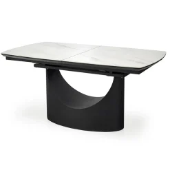 Garnero Arredamenti Tavoli Laccati|Tavoli Da Pranzo-Tavolo allungabile moderno 160/220cm marmo bianco nero Isaia