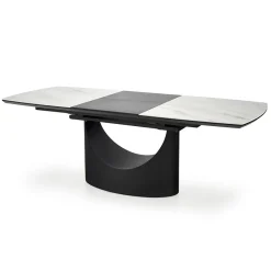 Garnero Arredamenti Tavoli Laccati|Tavoli Da Pranzo-Tavolo allungabile moderno 160/220cm marmo bianco nero Isaia