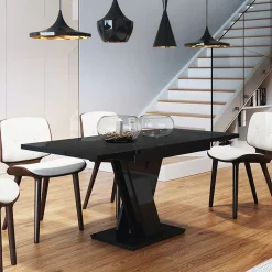 Garnero Arredamenti Tavoli Da Pranzo|Tavoli Allungabili-Tavolo allungabile moderno 120/160cm Coroline Nero Lucido