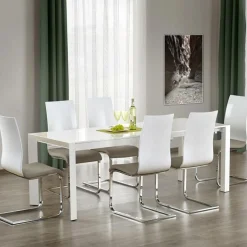 Garnero Arredamenti Tavoli Da Pranzo|Tavoli Allungabili-Tavolo allungabile moderno 130/250cm bianco lucido Falco Gihome®