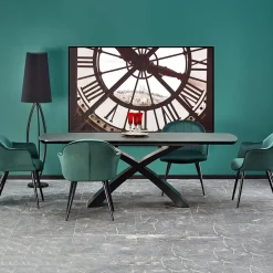 Garnero Arredamenti Tavoli Da Pranzo|Tavoli Allungabili-Tavolo allungabile moderno 180/220cm grigio scuro nero Borgia