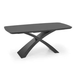 Garnero Arredamenti Tavoli Da Pranzo|Tavoli Allungabili-Tavolo allungabile moderno 180/220cm grigio scuro nero Borgia