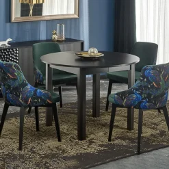 Garnero Arredamenti Tavoli Rotondi|Tavoli Da Pranzo-Tavolo allungabile rotondo 102/142cm moderno nero Caienna