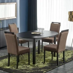 Garnero Arredamenti Tavoli Rotondi|Tavoli Da Pranzo-Tavolo allungabile rotondo 102/142cm moderno nero Caienna