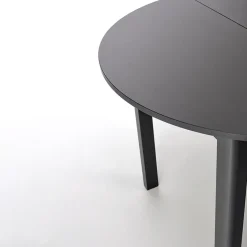 Garnero Arredamenti Tavoli Rotondi|Tavoli Da Pranzo-Tavolo allungabile rotondo 102/142cm moderno nero Caienna