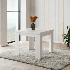 Garnero Arredamenti Tavoli Da Pranzo|Tavoli Allungabili-Tavolo allungabile 90x90cm moderno a libro Calla Bianco Frassinato