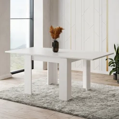 Garnero Arredamenti Tavoli Da Pranzo|Tavoli Allungabili-Tavolo allungabile 90x90cm moderno a libro Calla Bianco Frassinato