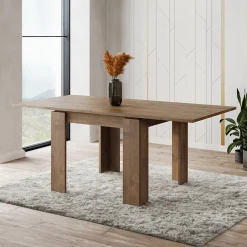 Garnero Arredamenti Tavoli In Legno|Tavoli Da Pranzo-Tavolo allungabile 90x90cm moderno a libro Calla Noce