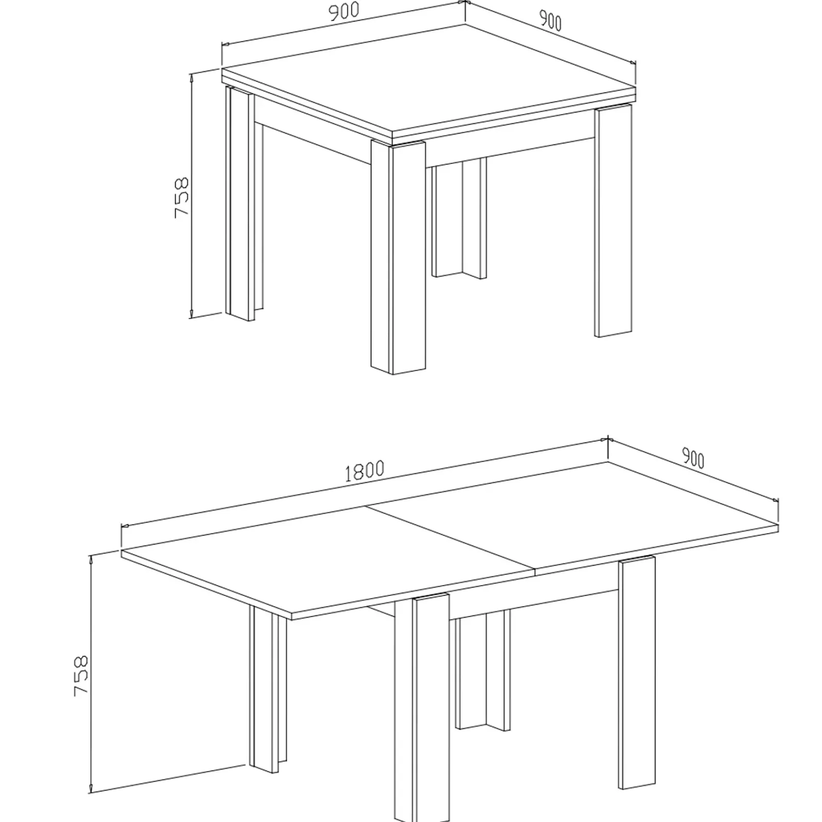 Garnero Arredamenti Tavoli In Legno|Tavoli Da Pranzo-Tavolo allungabile 90x90cm moderno a libro Calla Noce