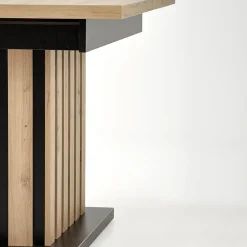 Garnero Arredamenti Tavoli In Legno|Tavoli Da Pranzo-Tavolo 130/180cm allungabile da pranzo rovere chiaro nero Harbin