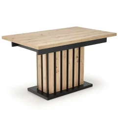 Garnero Arredamenti Tavoli In Legno|Tavoli Da Pranzo-Tavolo 130/180cm allungabile da pranzo rovere chiaro nero Harbin