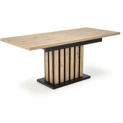 Garnero Arredamenti Tavoli In Legno|Tavoli Da Pranzo-Tavolo 130/180cm allungabile da pranzo rovere chiaro nero Harbin