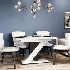 Garnero Arredamenti Tavoli Da Pranzo|Tavoli Allungabili-Tavolo 120/160cm allungabile da pranzo bianco nero lucido Amilia Nero Lucido - Bianco Lucido