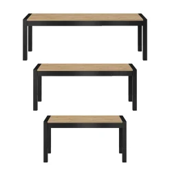 Garnero Arredamenti Tavoli Da Pranzo|Tavoli Allungabili-Tavolo 160/240cm allungabile industrial quercia opaco nero Neive