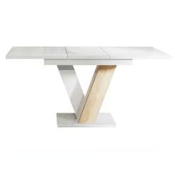 Garnero Arredamenti Tavoli Da Pranzo|Tavoli Allungabili-Tavolo 120/160cm allungabile moderno bianco rovere Coroline Rovere - Bianco Lucido