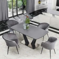 Garnero Arredamenti Tavoli Da Pranzo|Tavoli Allungabili-Tavolo 160/220cm allungabile moderno grigio scuro nero Sienna