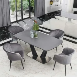 Garnero Arredamenti Tavoli Da Pranzo|Tavoli Allungabili-Tavolo 160/220cm allungabile moderno grigio scuro nero Sienna