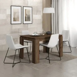 Garnero Arredamenti Tavoli Da Pranzo|Tavoli Allungabili-Tavolo 120/160cm allungabile moderno legno rovere scuro Atena Noce