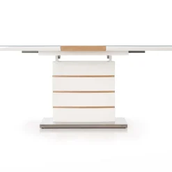 Garnero Arredamenti Tavoli In Vetro|Tavoli Da Pranzo-Tavolo 140/180cm allungabile moderno bianco lucido quercia Driade