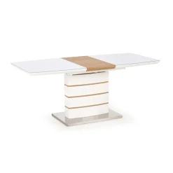 Garnero Arredamenti Tavoli In Vetro|Tavoli Da Pranzo-Tavolo 140/180cm allungabile moderno bianco lucido quercia Driade