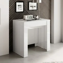 Garnero Arredamenti Consolle Allungabili|Consolle Allungabile-Tavolo 54/252cm allungabile moderno Violette Bianco Lucido