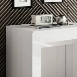 Garnero Arredamenti Consolle Allungabili|Consolle Allungabile-Tavolo 54/252cm allungabile moderno Violette Bianco Lucido