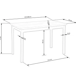 Garnero Arredamenti Tavoli Da Pranzo|Tavoli Allungabili-Tavolo 124/168cm allungabile moderno rovere wotan nero Sabo