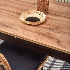 Garnero Arredamenti Tavoli Da Pranzo|Tavoli Allungabili-Tavolo 124/168cm allungabile moderno rovere wotan nero Sabo