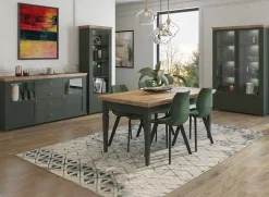 Garnero Arredamenti Tavoli In Legno|Tavoli Da Pranzo-Tavolo 160/200/240cm allungabile moderno scuro quercia Texel Verde