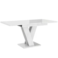 Garnero Arredamenti Tavoli Da Pranzo|Tavoli Allungabili-Tavolo 120/160cm allungabile moderno Coroline Bianco Lucido
