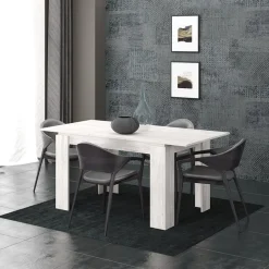 Garnero Arredamenti Tavoli Da Pranzo|Tavoli Allungabili-Tavolo 120/160cm allungabile moderno legno Atena Bianco Frassinato