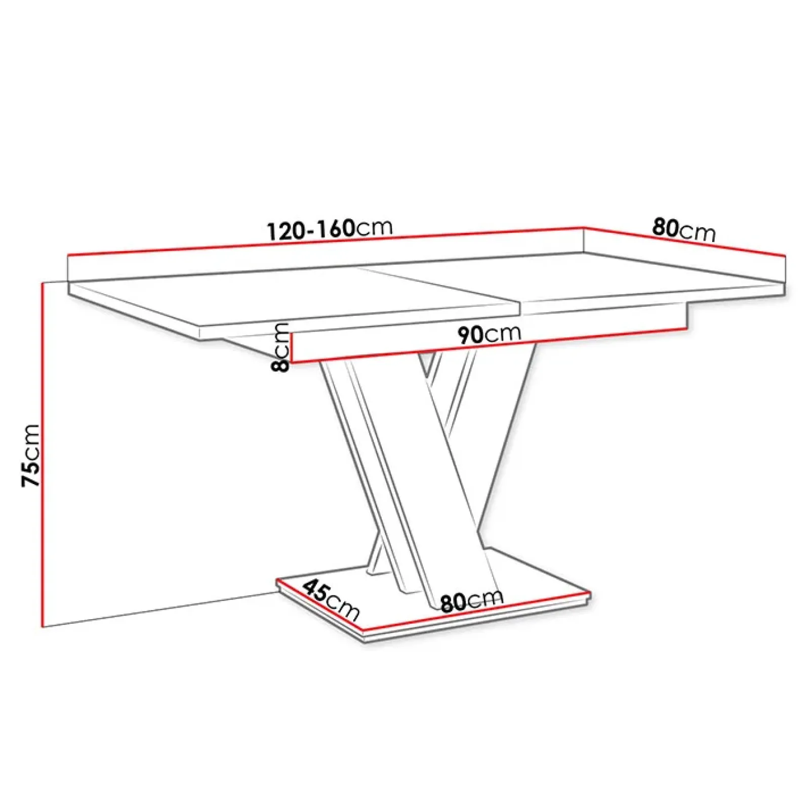 Garnero Arredamenti Tavoli Da Pranzo|Tavoli Allungabili-Tavolo 120/160cm allungabile moderno bianco nero Coroline Bianco Lucido - Nero