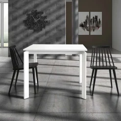 Garnero Arredamenti Tavoli Da Pranzo|Tavoli Allungabili-Tavolo 90/150cm allungabile moderno bianco frassinato Dylan Gihome®