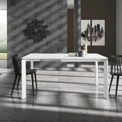 Garnero Arredamenti Tavoli Da Pranzo|Tavoli Allungabili-Tavolo 90/150cm allungabile moderno bianco frassinato Dylan Gihome®