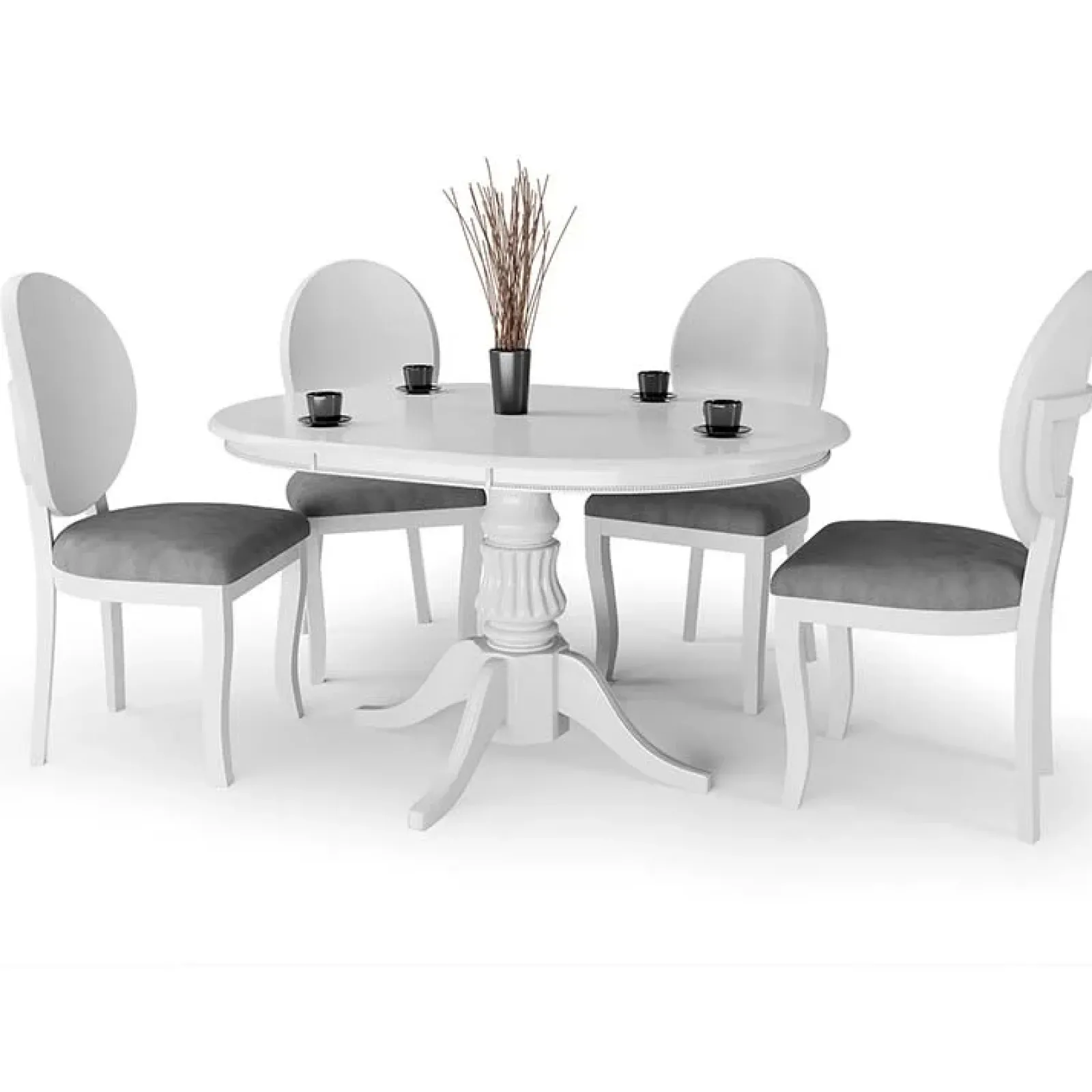 Garnero Arredamenti Tavoli In Legno|Tavoli Da Pranzo-Tavolo 90/124cm allungabile rotondo moderno bianco Circle Bianco Opaco