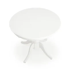 Garnero Arredamenti Tavoli In Legno|Tavoli Da Pranzo-Tavolo 90/124cm allungabile rotondo moderno bianco Circle Bianco Opaco