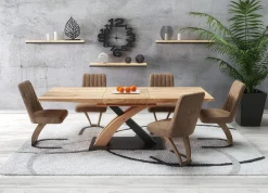 Garnero Arredamenti Tavoli In Legno|Tavoli Da Pranzo-Tavolo 160/220cm allungabile rovere nero Iride Gihome® Rovere Rustico - Nero Lucido