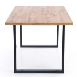 Garnero Arredamenti Tavoli In Legno|Tavoli Da Pranzo-Tavolo 135/185cm allungabile rovere miele nodato nero Murten