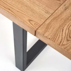 Garnero Arredamenti Tavoli In Legno|Tavoli Da Pranzo-Tavolo 160/250cm allungabile rovere nodato acciaio nero Cardiff