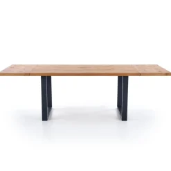 Garnero Arredamenti Tavoli In Legno|Tavoli Da Pranzo-Tavolo 160/250cm allungabile rovere nodato acciaio nero Cardiff