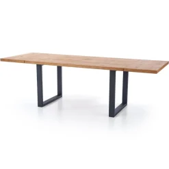 Garnero Arredamenti Tavoli In Legno|Tavoli Da Pranzo-Tavolo 160/250cm allungabile rovere nodato acciaio nero Cardiff