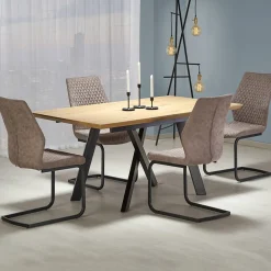 Garnero Arredamenti Tavoli In Legno|Tavoli Da Pranzo-Tavolo 160/200cm allungabile rovere acciaio nero Papavero Gihome®