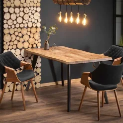 Garnero Arredamenti Tavoli In Legno|Tavoli Da Pranzo-Tavolo 150/210cm allungabile rovere naturale nero Locarno